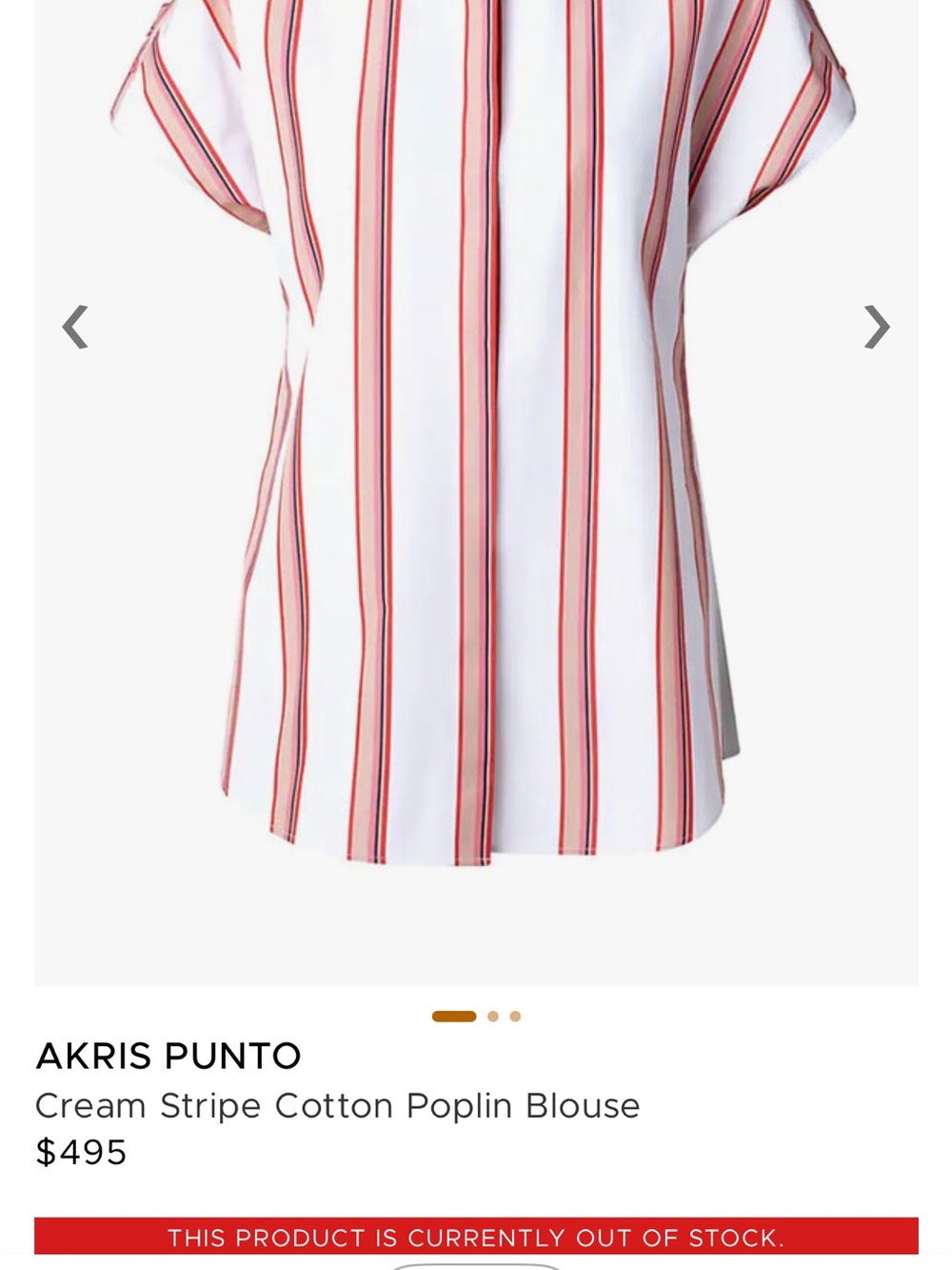 Akris Punto White Button-Down Shirt with Red Stripes